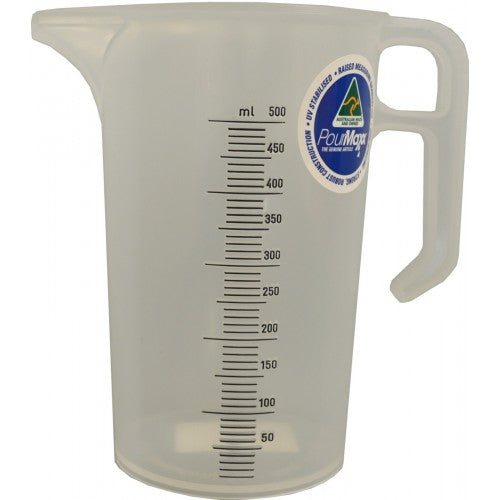 Mini Plastic Fjord 500 ml measuring jug with ergonomic handle and V-shaped spout for precise, spill-free pouring.