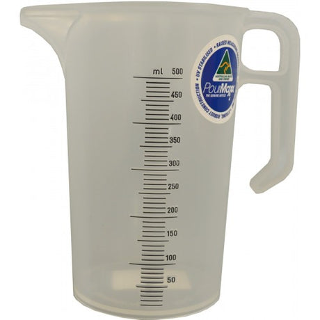 Mini Plastic Fjord 500 ml measuring jug with ergonomic handle and V-shaped spout for precise, spill-free pouring.