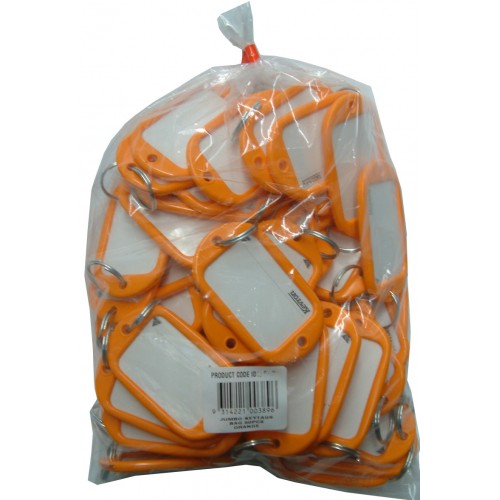 Key Tag "Jumbo" Orange   Bag Of 50pce