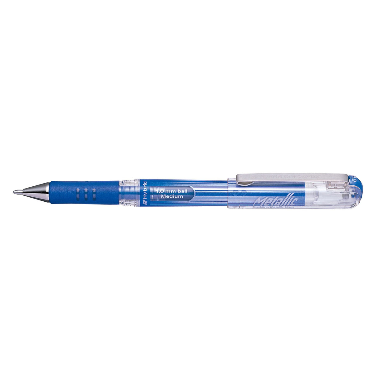 Pentel Hybrid Gel Grip Roller 1.0mm Met - Pack of 12