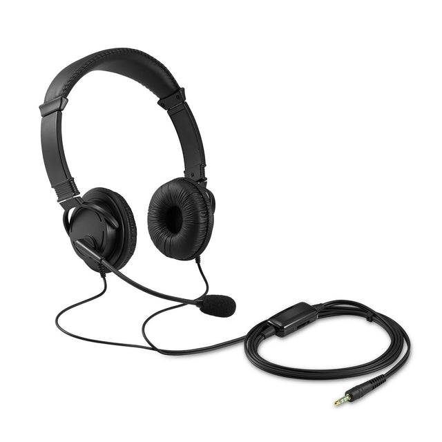 Kensington Hi-Fi Headphones with adjustable headband, noise-cancelling mic, and in-line volume control for clear sound.