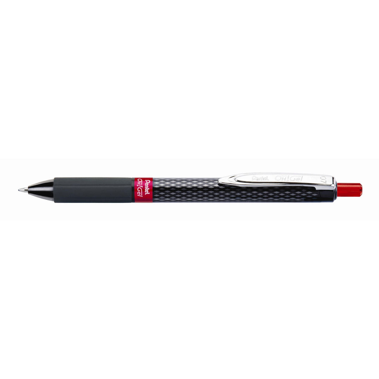 PENTEL OH GEL GELL ROLLER PEN RETRACTABLE K497 0.7mm RED -12 units