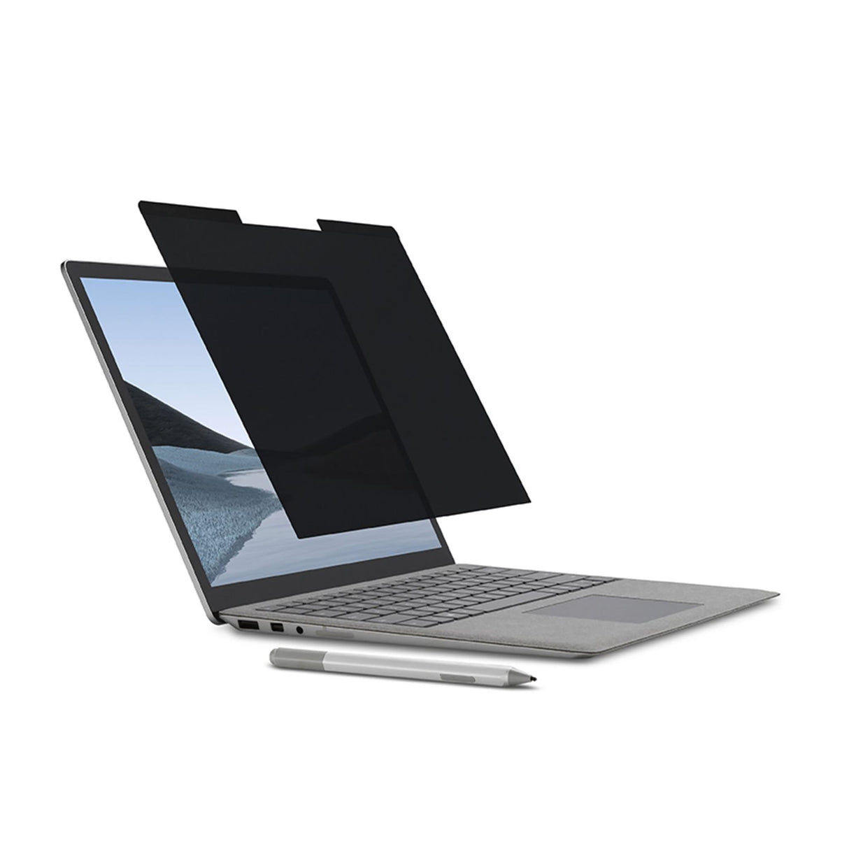 Kensington Privacy Screen for Surface Laptop 13.5 offers glare reduction, secure viewing, and blue light filtering technology.