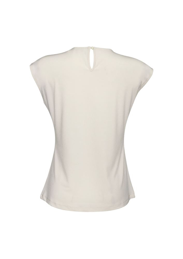 Ladies Mia Pleat Knit Top - Ivory - Size 10 - Biz Collection