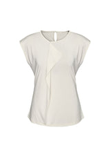 Ladies Mia Pleat Knit Top - Ivory - Size 10 - Biz Collection