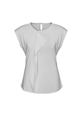 Ladies Mia Pleat Knit Top - Silver Mist - Size 14 - Biz Collection