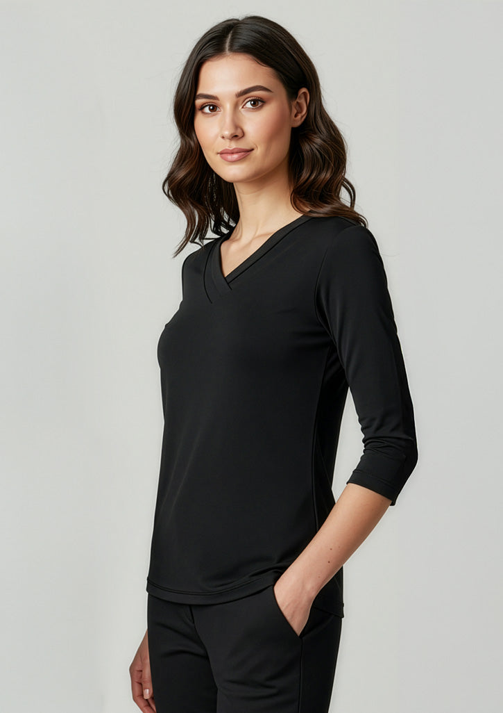Lana Womens 3/4 Sleeve Top - Black