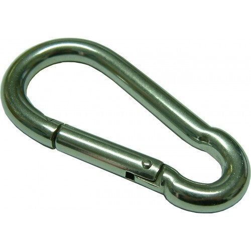 Durable stainless steel pear-shaped carabiner, 80 x 8mm, perfect for rigging and outdoor activities.