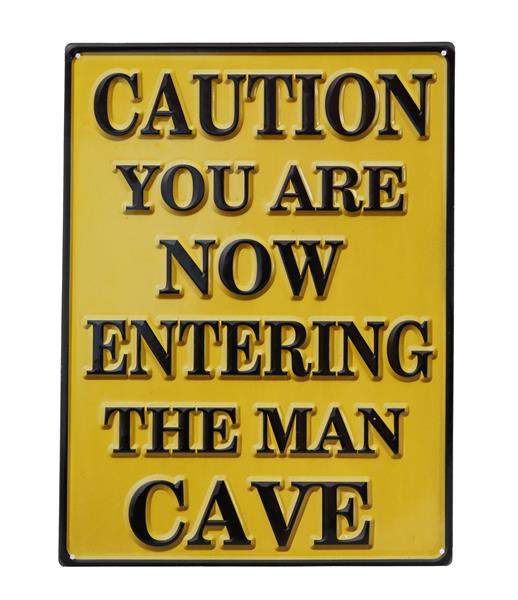Wall Art / Plaque - Caution Man Cave - Metal