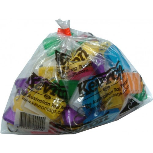 Vibrant key tag holders in standard colours with stainless steel keyring, perfect for organizing keys in bulk.