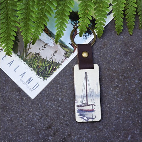 Bamboo Keyring Printed: Auckland 1 (Sails) Keyrings + Keychains