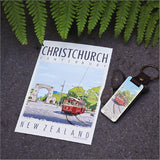 Bamboo Keyring Printed: Christchurch (tram) Keyrings + Keychains