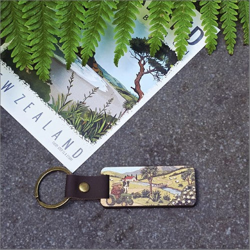Bamboo Keyring Printed: Kiwi + Tractor Keyrings + Keychains