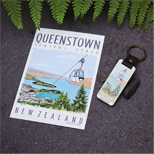 Bamboo Keyring Printed: Queenstown (gondola) Keyrings + Keychains