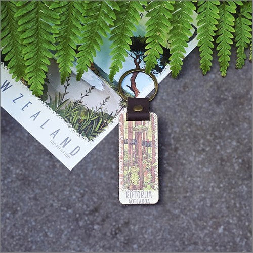 Bamboo Keyring Printed: Rotorua 2 (Redwoods) Keyrings + Keychains