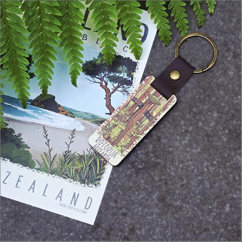 Bamboo Keyring Printed: Rotorua 2 (Redwoods) Keyrings + Keychains