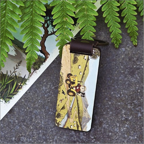Bamboo Keyring Printed: Sheep + Tractor Keyrings + Keychains