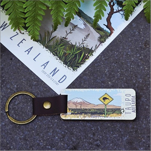 Bamboo Keyring Printed: Taupo (national park) Keyrings + Keychains