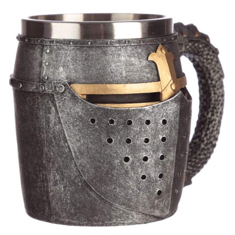 Tankard - Decorative Medieval Helmet and Chain Mail (16.5cm)