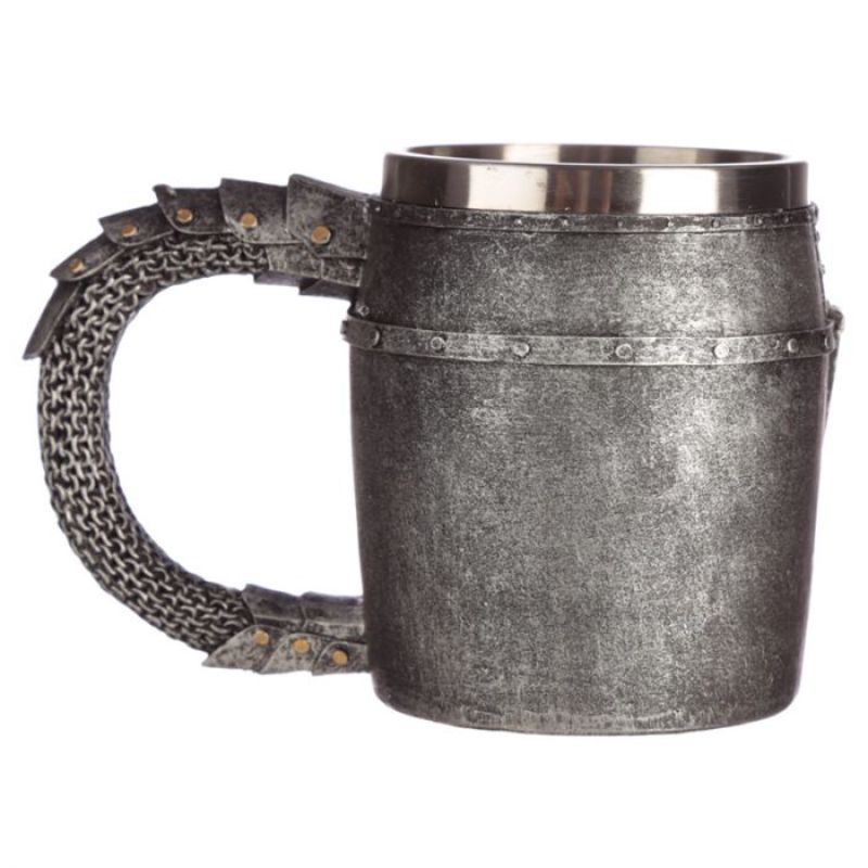 Tankard - Decorative Medieval Helmet and Chain Mail (16.5cm)