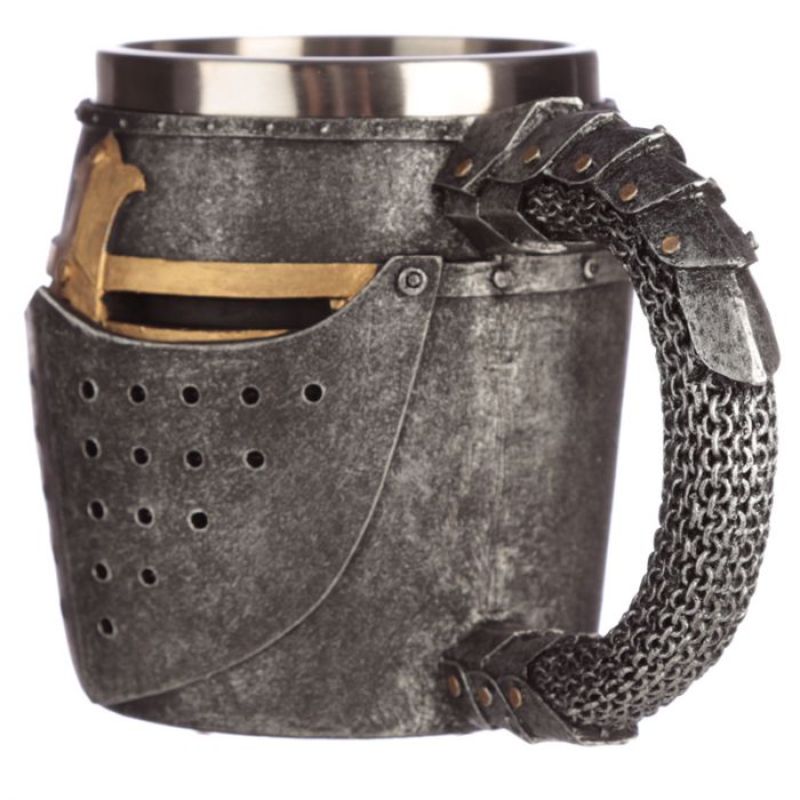 Tankard - Decorative Medieval Helmet and Chain Mail (16.5cm)