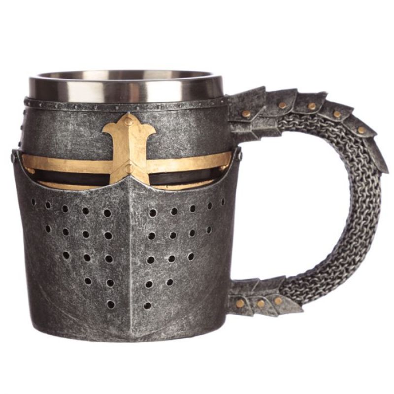 Tankard - Decorative Medieval Helmet and Chain Mail (16.5cm)