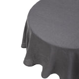 Linen Round Tablecloth in Charcoal, 228cm diameter, made from 100% French flax for luxury dining and easy care.