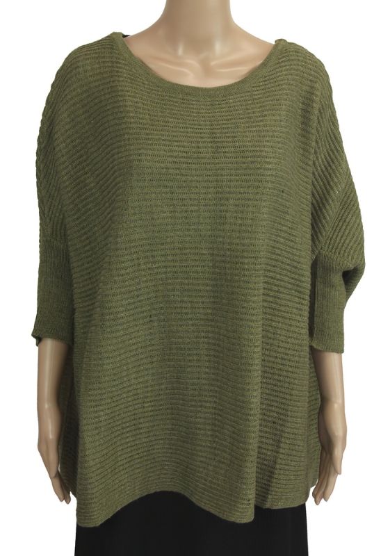 London Ribbed Sweater Top - OLIVE