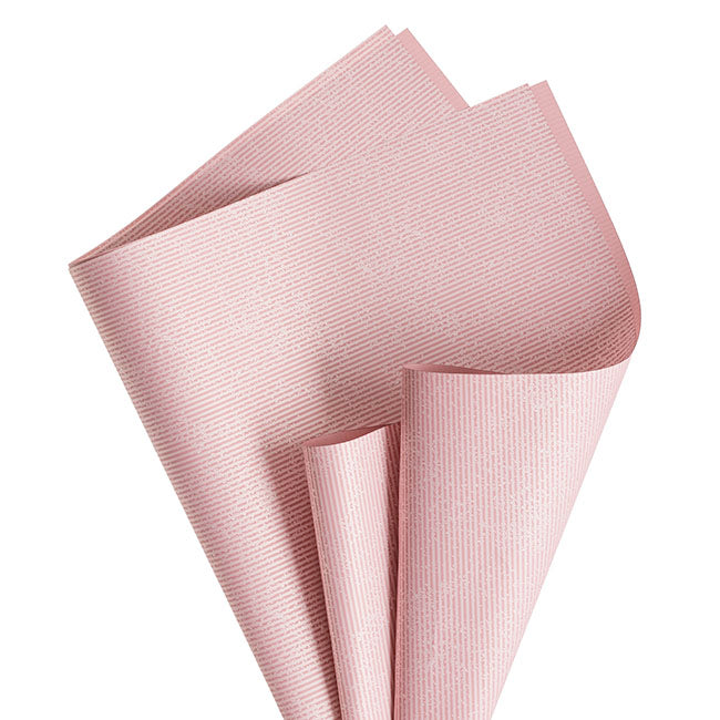 Cello Regal Classic Stripes Pack of 100 Sheets 65mic Dusty Pink