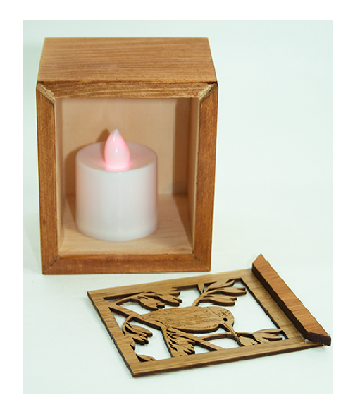 LED Tealight Box - Kingfisher (Bamboo)