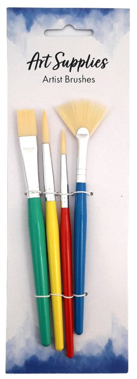 Artist Paint Brushes Flat and Point. 4pc