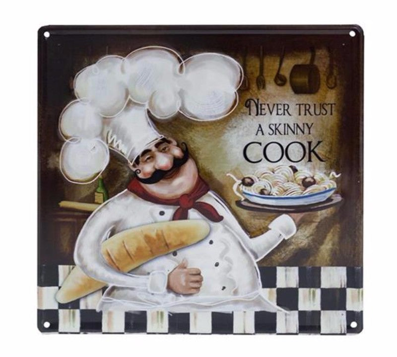 Plaque 'Skinny Cook' Embossed 30x30cm