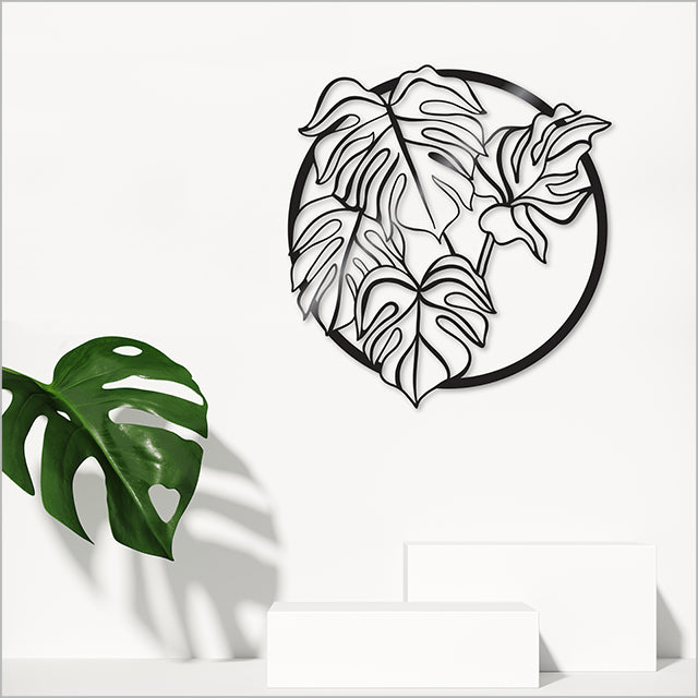 Wall Art - Large ACM Circle Monstera Deliciosa (Black)