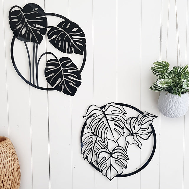 Wall Art - Large ACM Circle Monstera Deliciosa (Black)