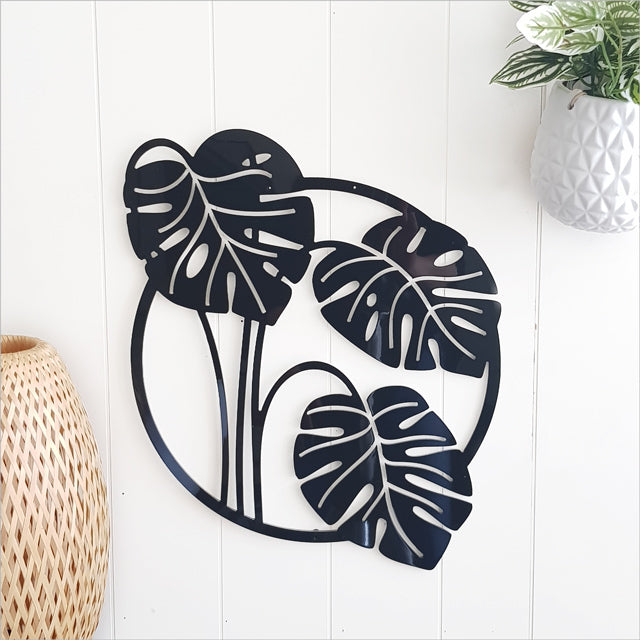 Wall Art - Large ACM Circle Monstera Deliciosa 2 (Black)