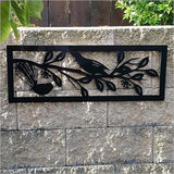 Wall Art - Large Panel Tui Fantail  Black ACM (790mm)- Kiwiana