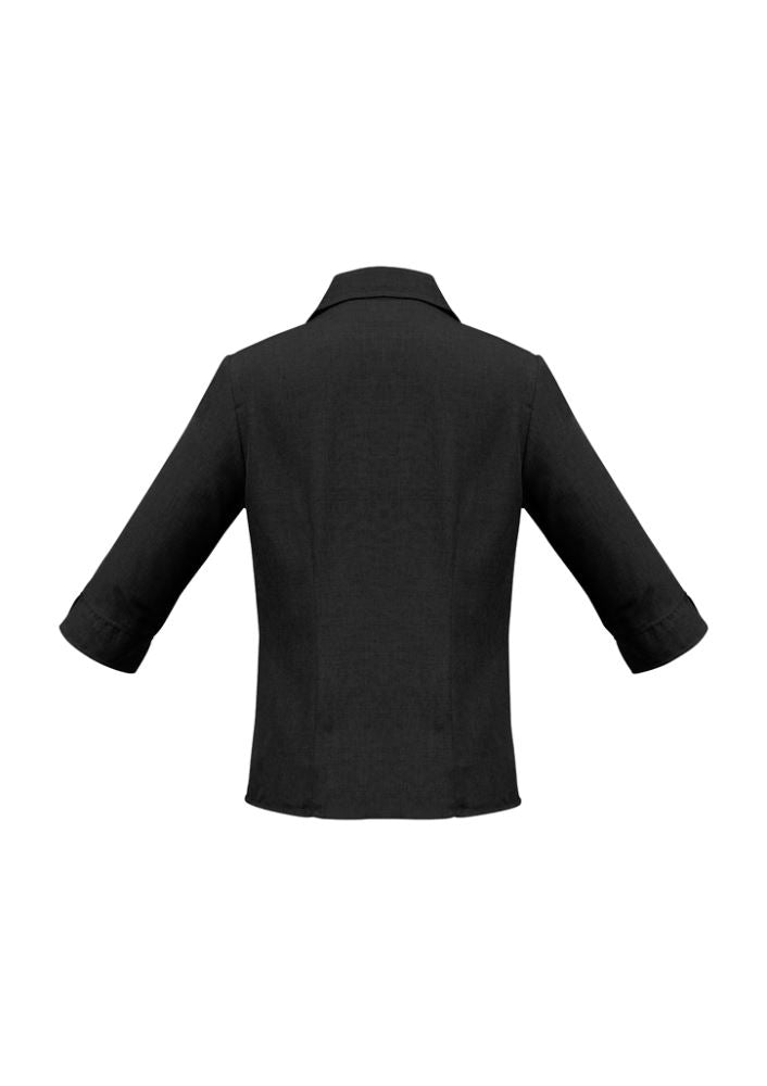 Ladies Plain Oasis 3/4 Sleeve Shirt - Black - Size 14 - Biz Collection