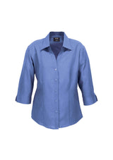 Ladies Plain Oasis 3/4 Sleeve Shirt - Mid Blue - Size 10 - Biz Collection