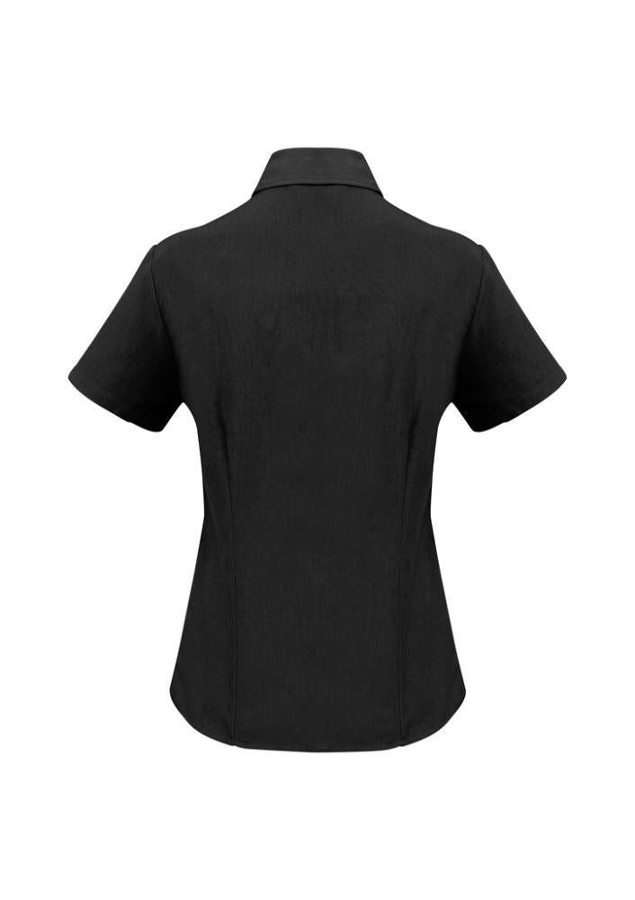 Ladies Plain Oasis Short Sleeve Shirt - Black - Size 6 - Biz Collection