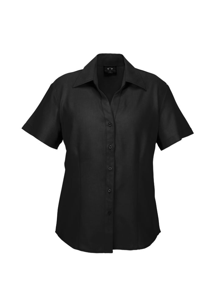 Ladies Plain Oasis Short Sleeve Shirt - Black - Size 6 - Biz Collection