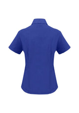 Ladies Plain Oasis Short Sleeve Shirt - Electric Blue - Size 14 - Biz Collection