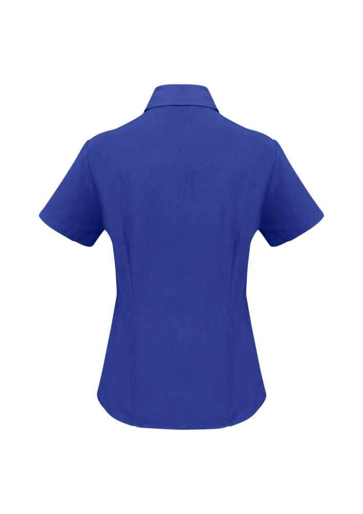 Ladies Plain Oasis Short Sleeve Shirt - Electric Blue - Size 14 - Biz Collection