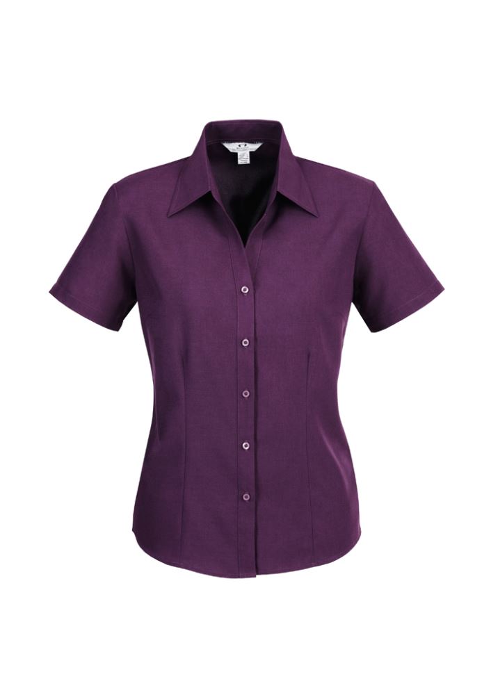 Ladies Plain Oasis Short Sleeve Shirt - Grape - Size 20 - Biz Collection