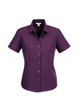 Ladies Plain Oasis Short Sleeve Shirt - Grape - Size 20 - Biz Collection