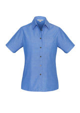 Chambray Womens Short Sleeve Shirt - Chambray Blue