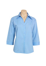 Ladies Metro 3/4 Sleeve Shirt - Sky - Size 10 - Biz Collection