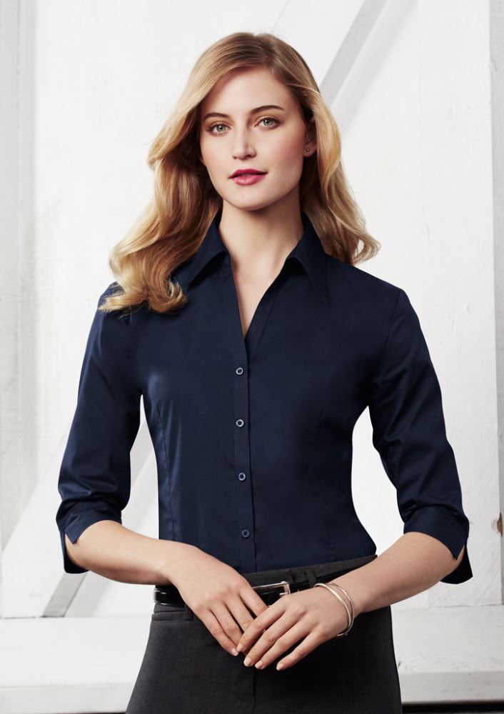 Ladies Metro 3/4 Sleeve Shirt - Navy - Size 18 - Biz Collection