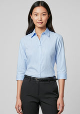 Micro Womens Check 3/4 Sleeve Shirt - Sky