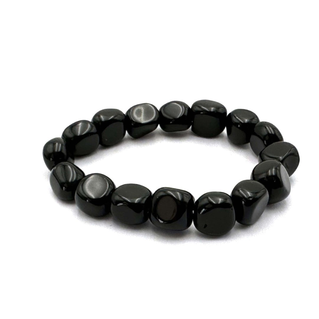 Large Beaded Bracelet - Black Obsidian (14 x 11mm)