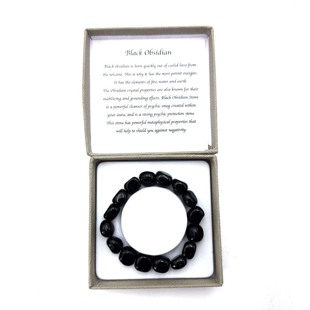 Large Beaded Bracelet - Black Obsidian (14 x 11mm)
